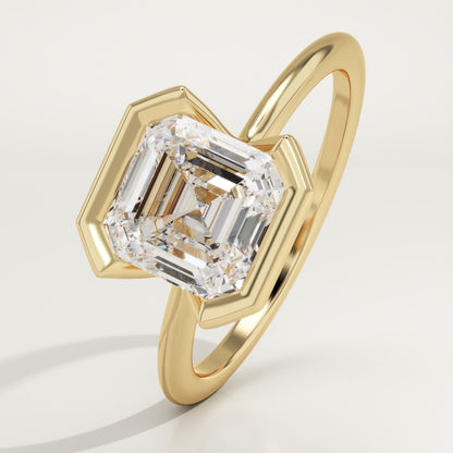 Asscher Cut Half Bezel Lab-Grown Diamond Engagement Ring