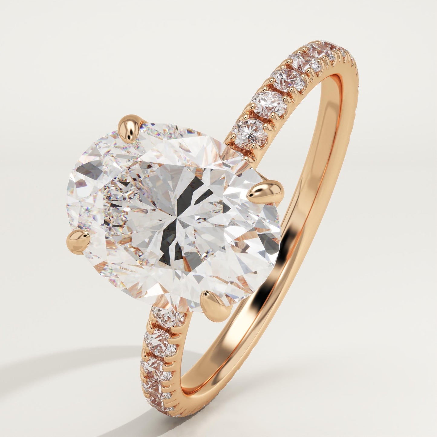 1.75 CT Oval Cut Pave Moissanite Engagement Ring