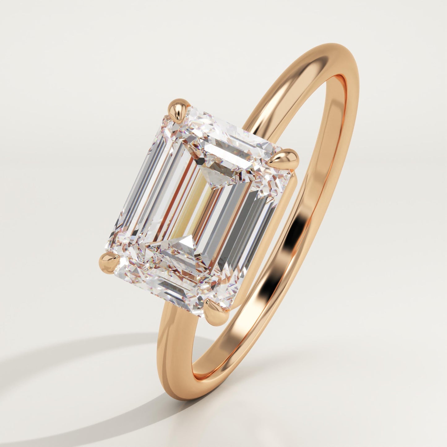 2 CT Emerald Cut Solitaire Moissanite Engagement Ring