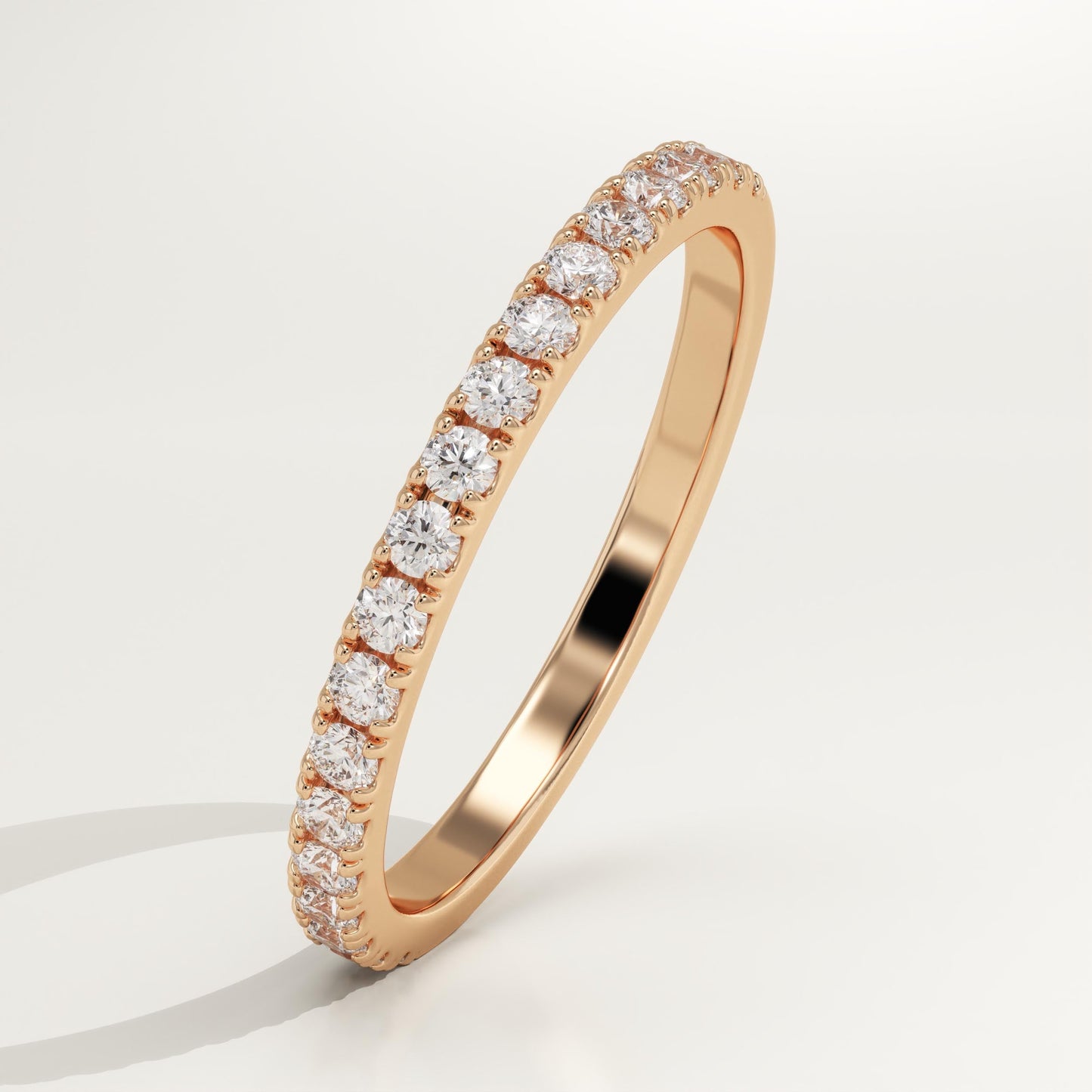 0.38 TCW Round Cut Lab-Grown Diamond Half Eternity Wedding Band