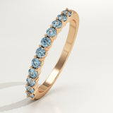 0.33 TCW Round Shaped March-Aquamarine Birthstone Wedding Band