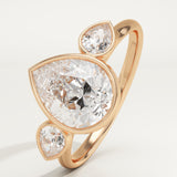 1.5 CT Pear Cut Three Stone Bezel Lab-Grown Diamond Engagement Ring