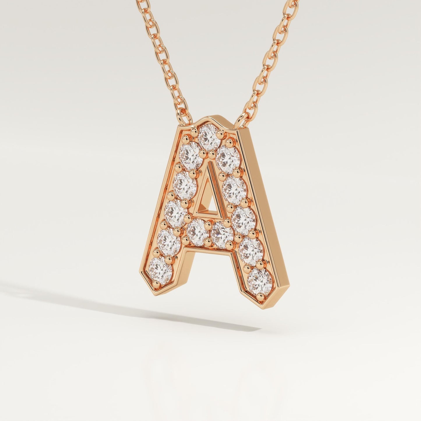 0.226 TCW Round Lab-Grown Diamond A Initial Necklace