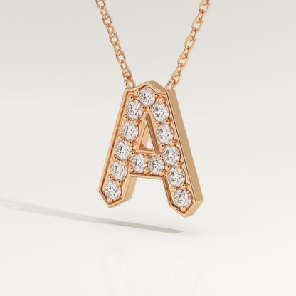 0.226 TCW Round Lab-Grown Diamond A Initial Necklace