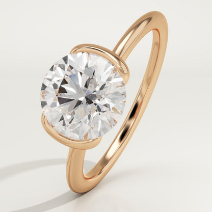 Round Cut Half Bezel Lab-Grown Diamond Engagement Ring