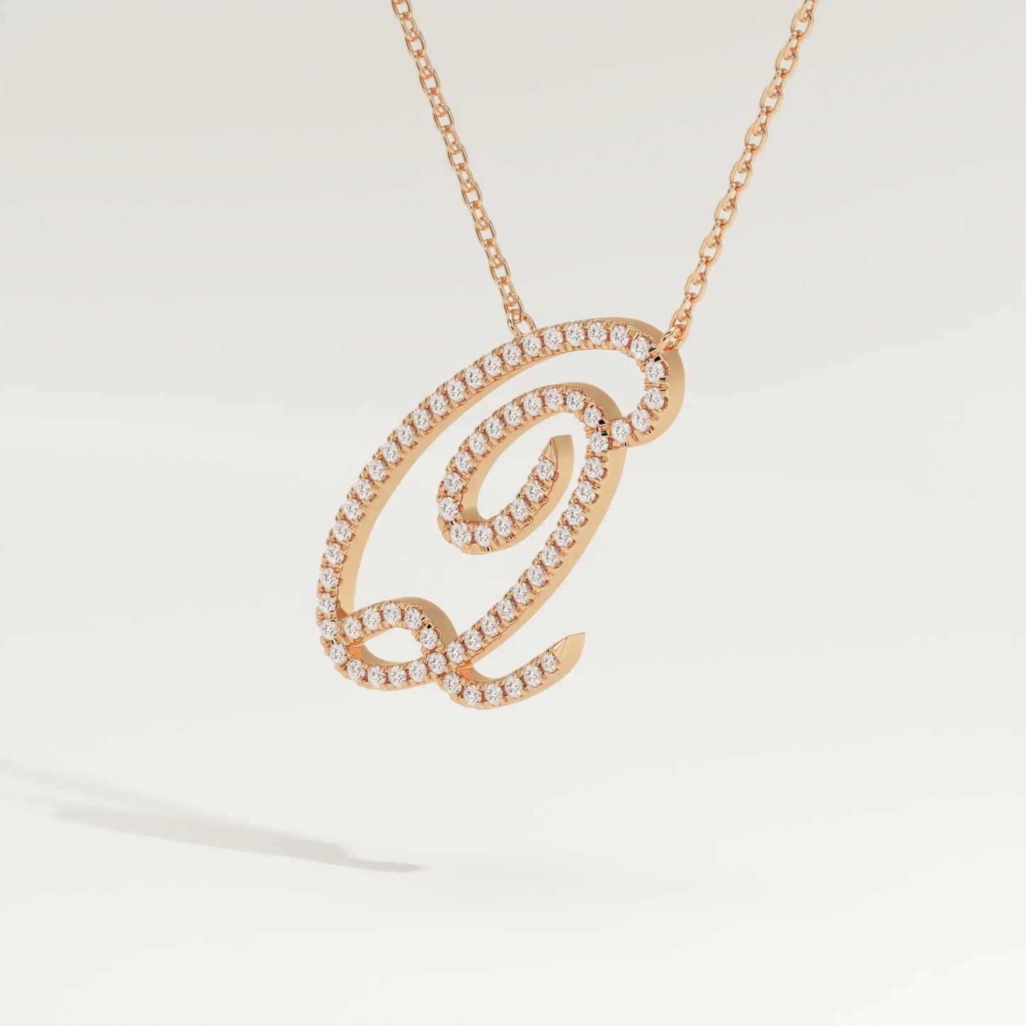 0.187 TCW Round Lab-Grown Diamond Q Initial Necklace
