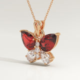 3.21 TCW Pear & Round January-Garnet Birthstone Necklace