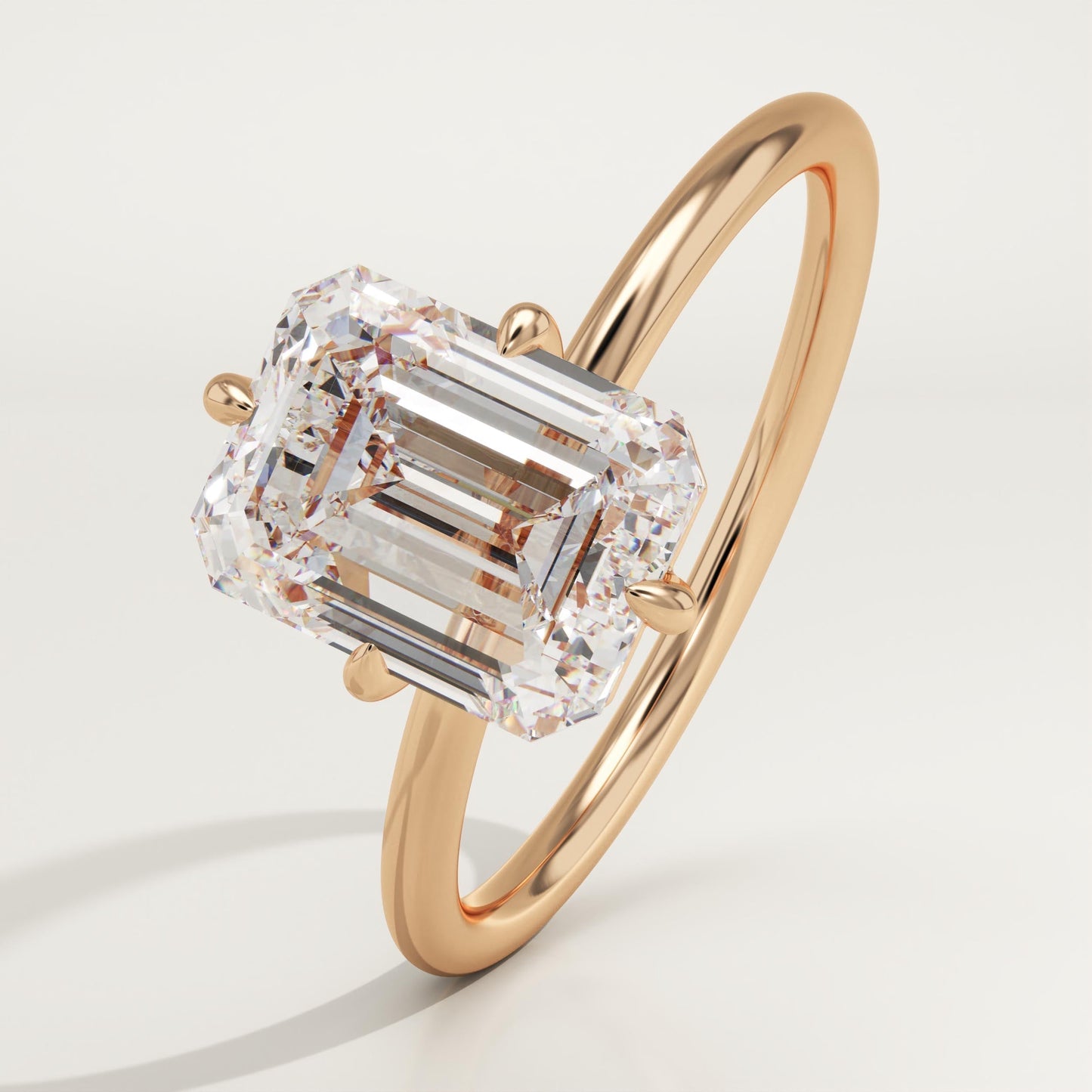 Emerald Cut Solitaire Lab-Grown Diamond Engagement Ring
