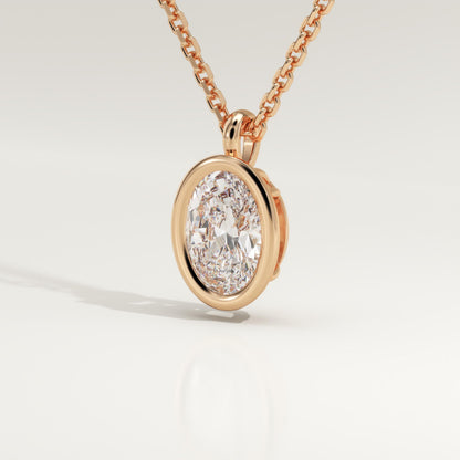 2 CT Oval Lab-Grown Diamond Solitaire & Bezel Necklace