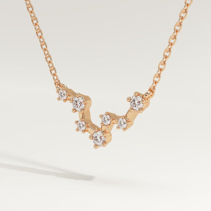 0.103 TCW Round Lab-Grown Diamond Pisces Constellation Necklace