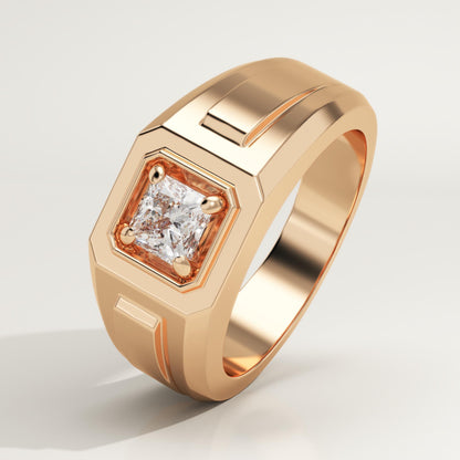 0.5 CT Princess Lab-Grown Diamond Solitaire Wedding Band For Men
