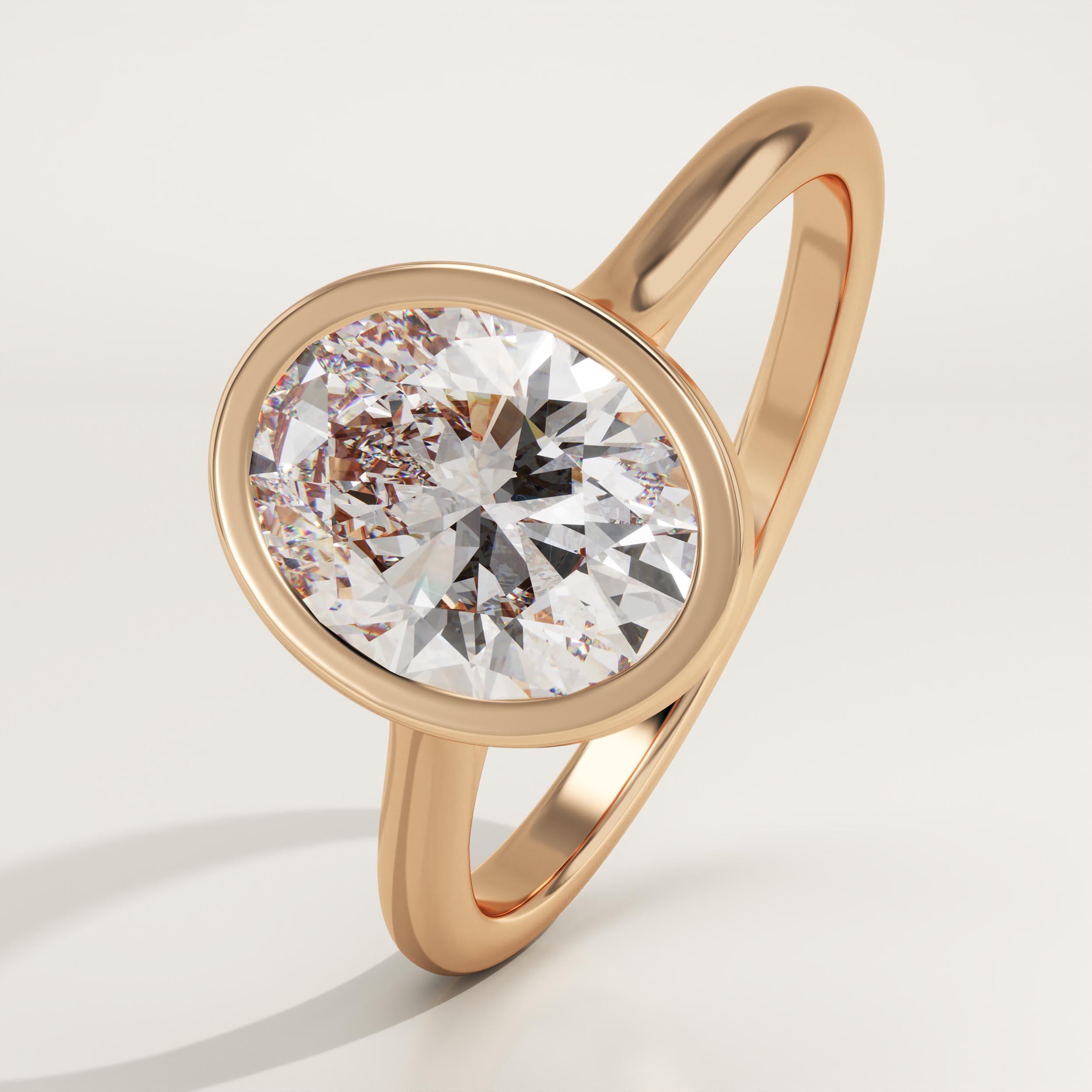 2.0 CT Oval Cut Bezel Lab-Grown Diamond Engagement Ring