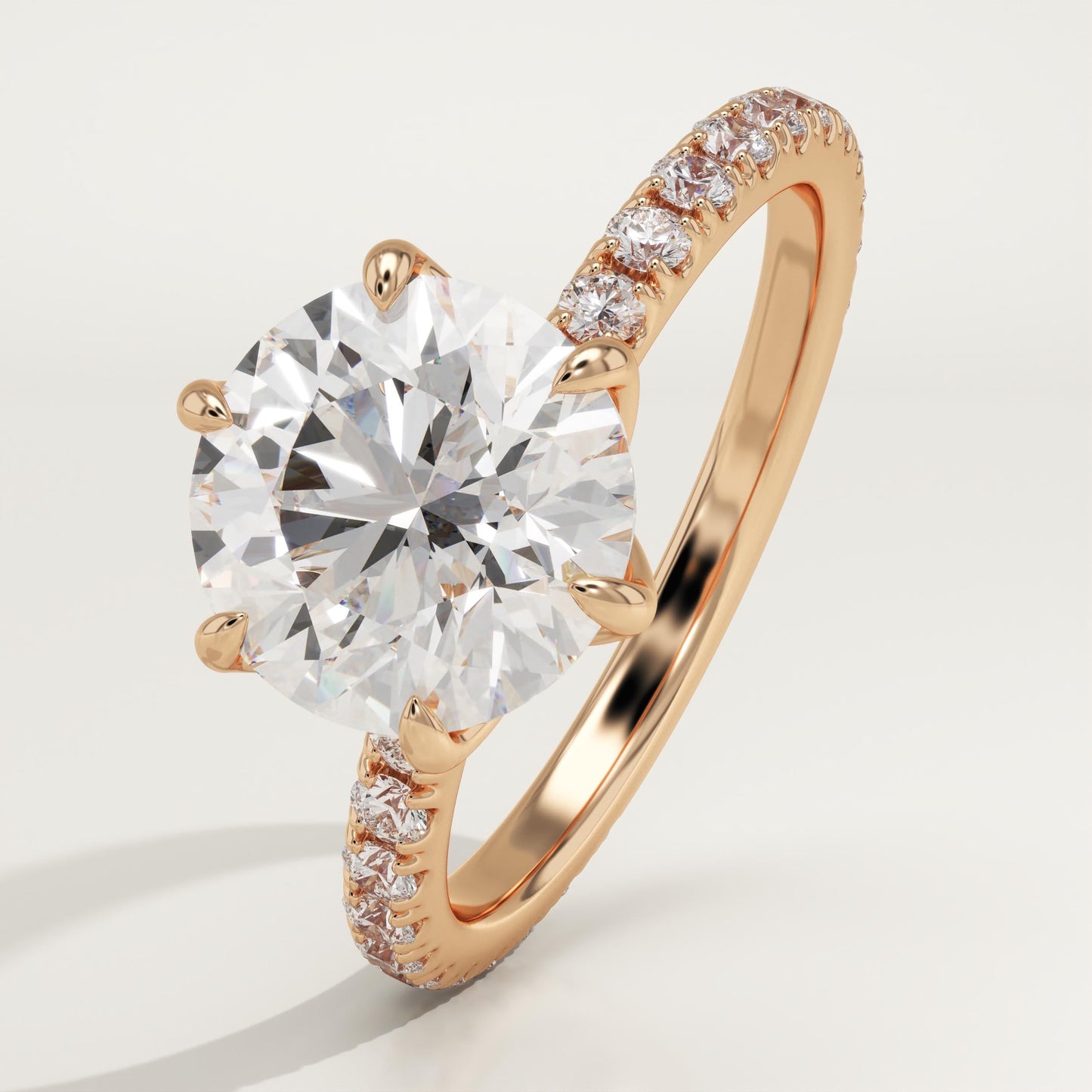 2 CT Round Cut Pave Moissanite Engagement Ring