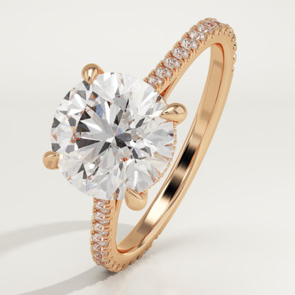 2 CT Round Cut Pave Moissanite Engagement Ring