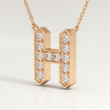 0.36 TCW Round Lab-Grown Diamond H Initial Necklace