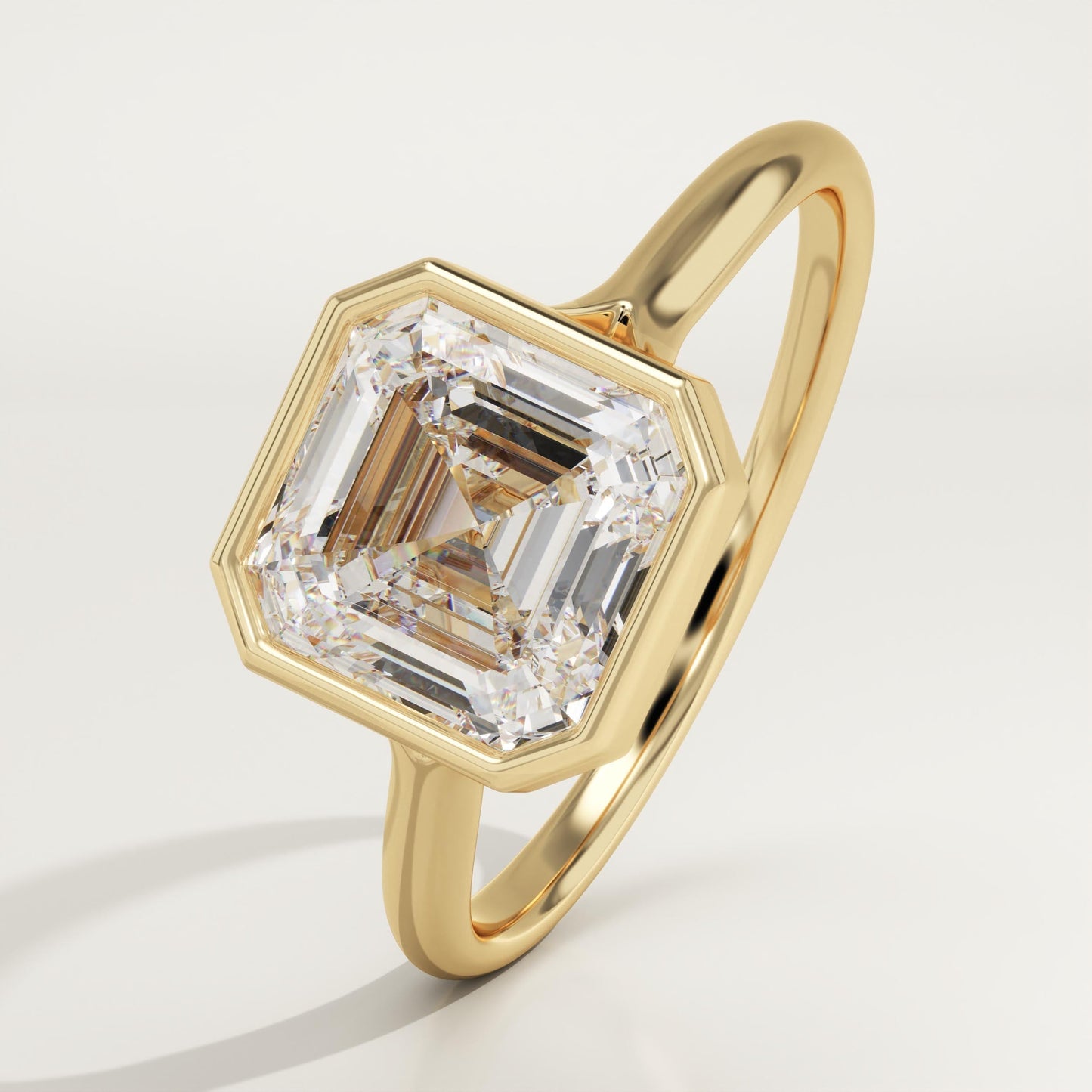 Asscher Cut Bezel Split Shank Lab-Grown Diamond Engagement Ring