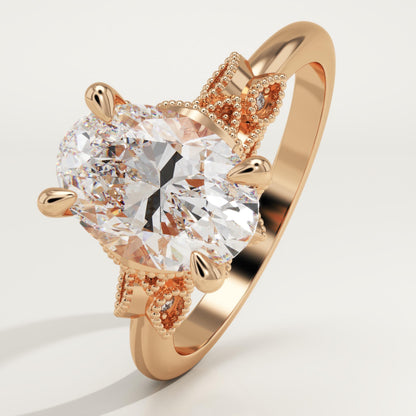 Oval Cut Cluster Lab-Grown Diamond Engagement Ring