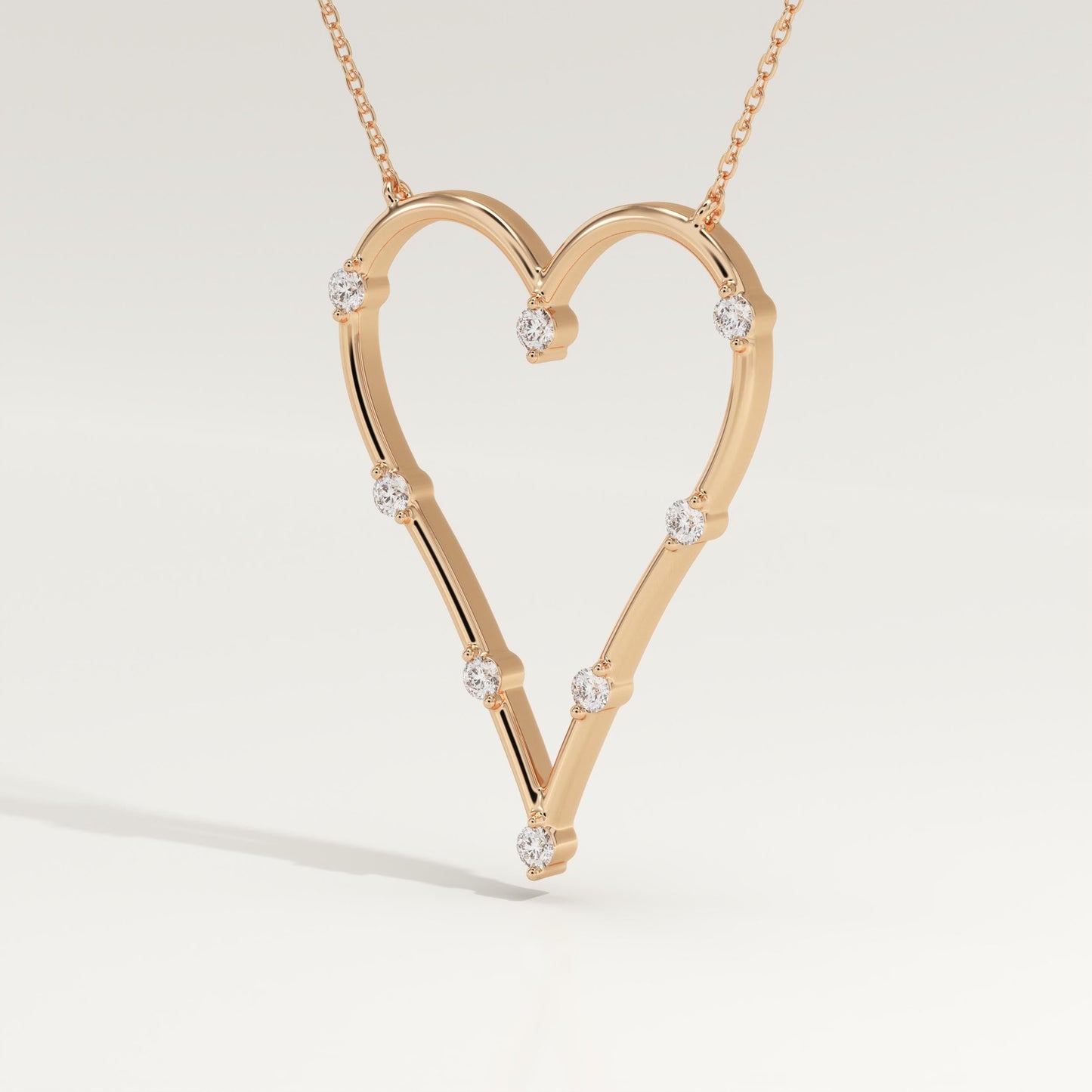 0.24 TCW Round Lab-Grown Diamond Heart Shaped Necklace