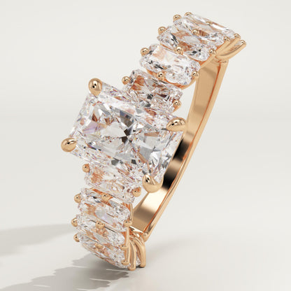 2 CT Radiant Cut Pave Moissanite Engagement Ring