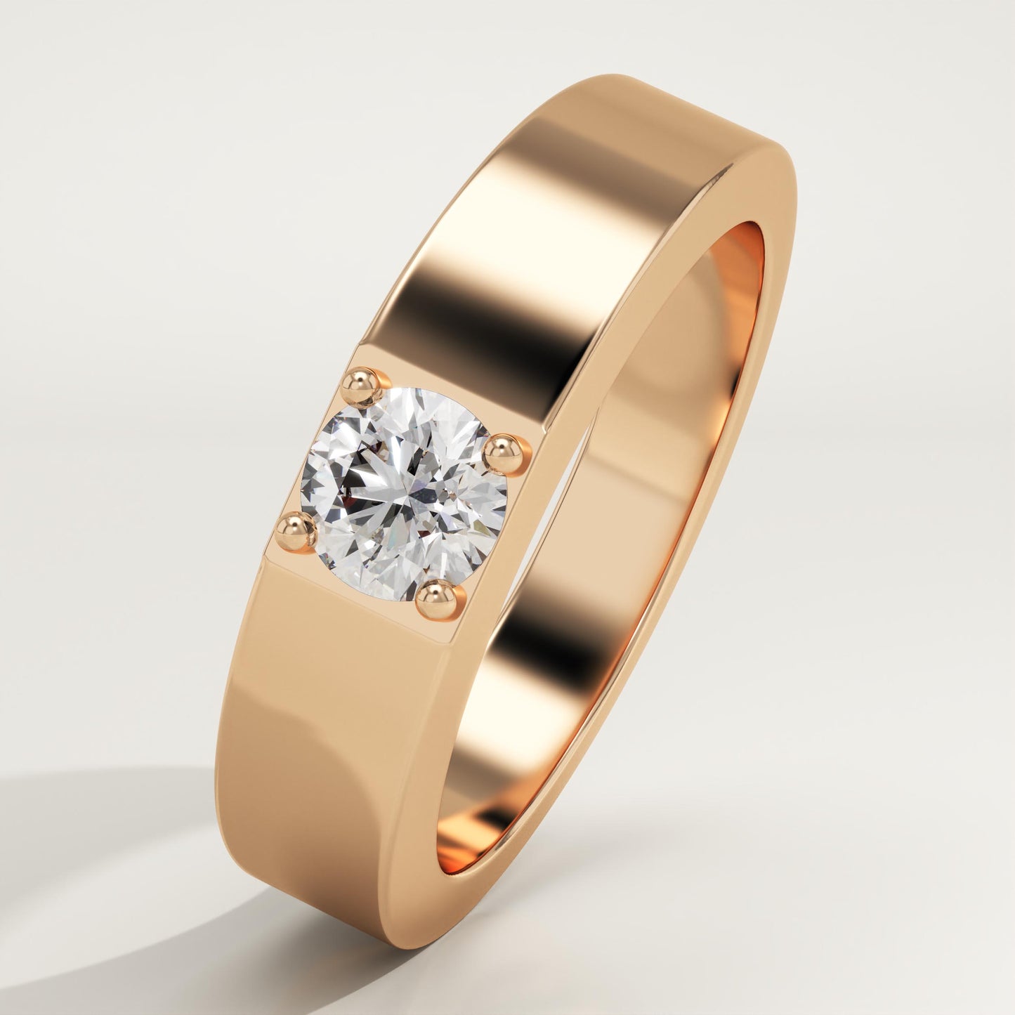 0.47 CT Round Lab-Grown Diamond Solitaire Wedding Band For Men