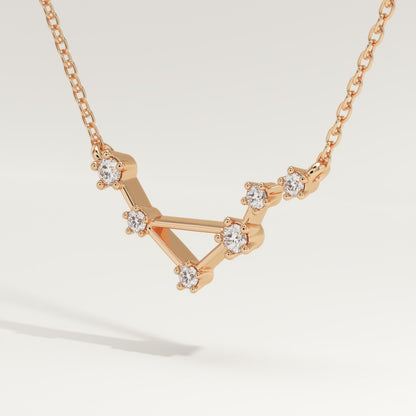 0.078 TCW Round Lab-Grown Diamond Libra Constellation Necklace