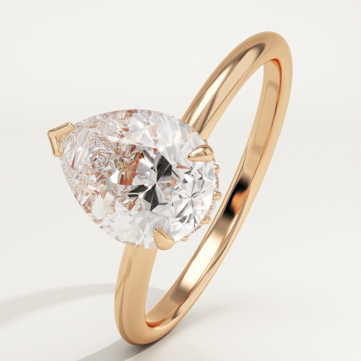 1.5 CT Pear Cut Hidden Halo Moissanite Engagement Ring
