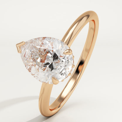 1.5 CT Pear Cut Hidden Halo Moissanite Engagement Ring