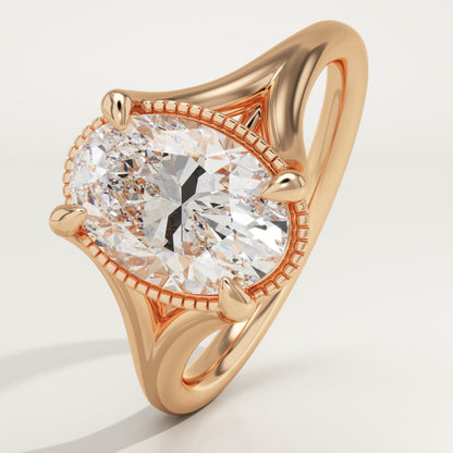 Oval Cut Split Shank Lab-Grown Diamond Engagement Ring