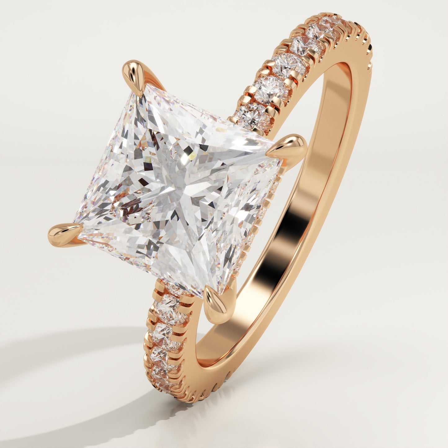 Princess Cut Hidden Halo & Pave Lab-Grown Diamond Engagement Ring