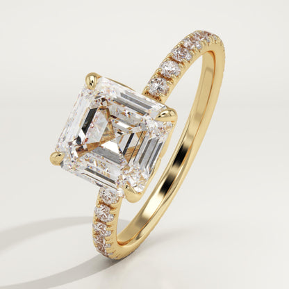 Asscher Cut Pave Lab-Grown Diamond Engagement Ring