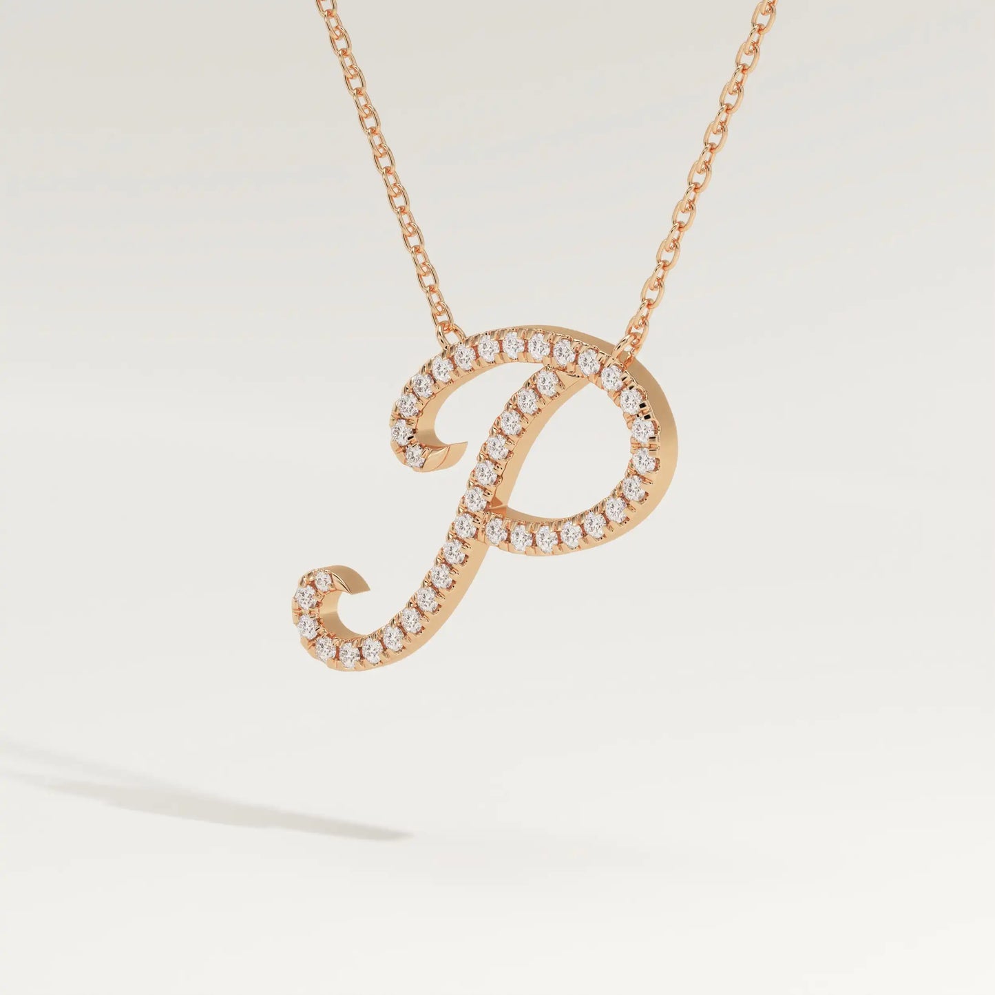 0.138 TCW Round Lab-Grown Diamond P Initial Necklace