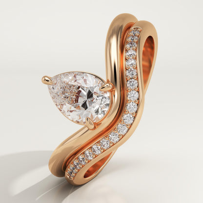 Pear Cut Solitaire Lab-Grown Diamond Bridal Set