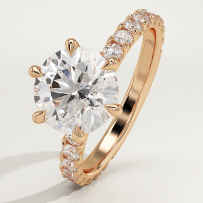 Round Cut Pave Lab-Grown Diamond Engagement Ring