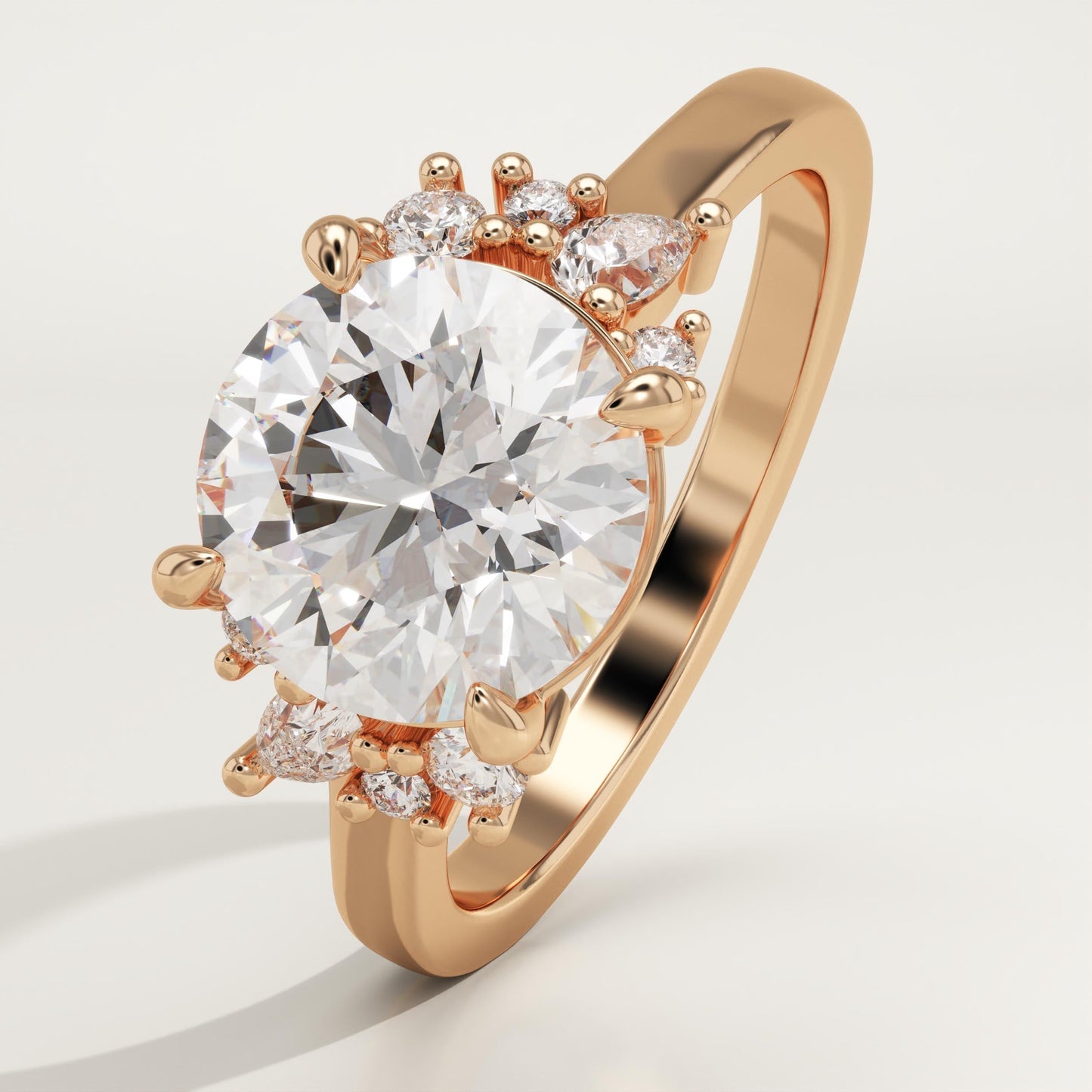 Round Cut Cluster Lab-Grown Diamond Engagement Ring