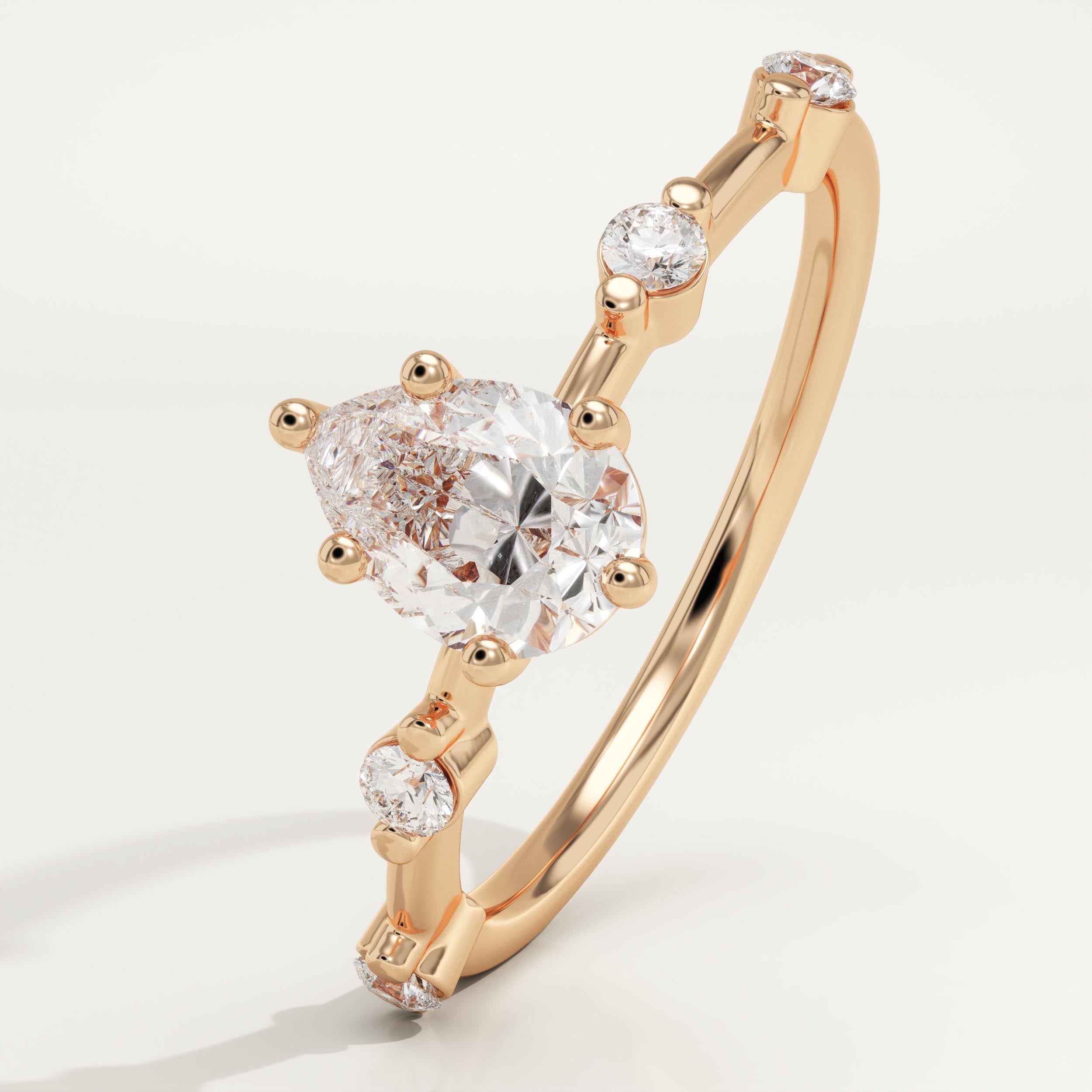 2.0 CT Pear Cut Dainty Pave Lab-Grown Diamond Engagement Ring