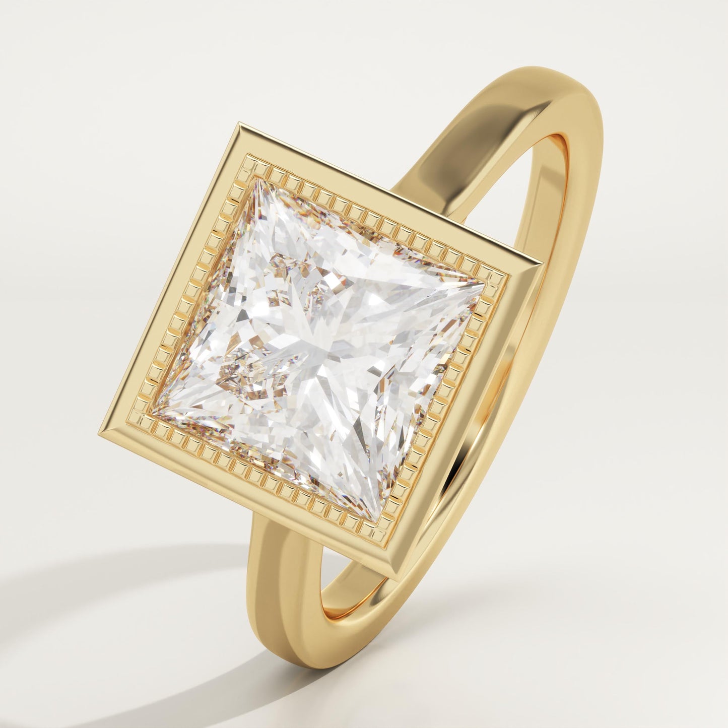 Princess Cut Bezel Lab-Grown Diamond Engagement Ring