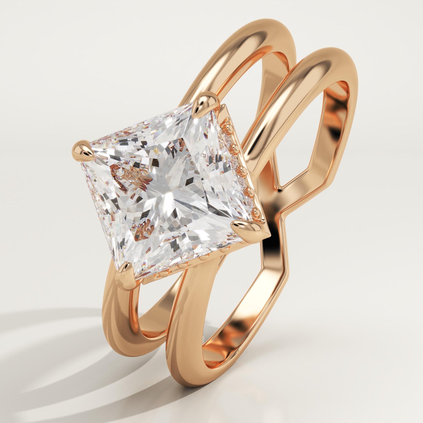 Princess Cut Hidden Halo Lab-Grown Diamond Engagement Ring