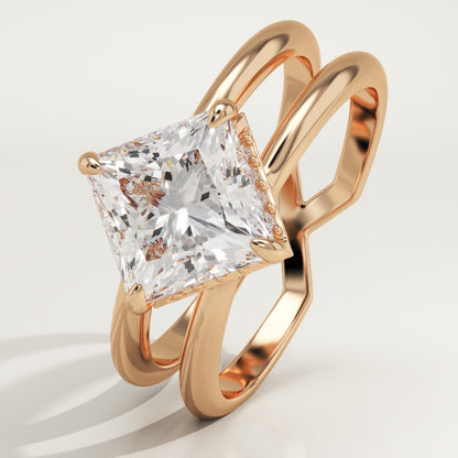 Princess Cut Hidden Halo Lab-Grown Diamond Engagement Ring