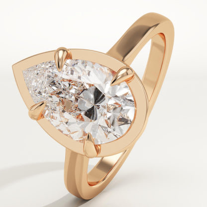 Pear Cut Solitaire Cathedral Lab-Grown Diamond Engagement Ring