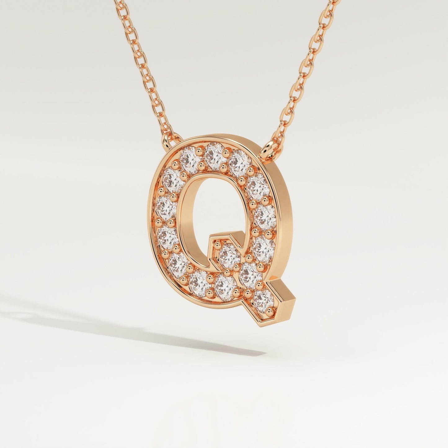 0.268 TCW Round Lab-Grown Diamond Q Initial Necklace