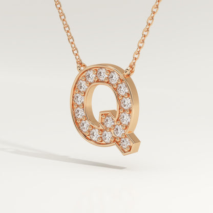 0.268 TCW Round Lab-Grown Diamond Q Initial Necklace