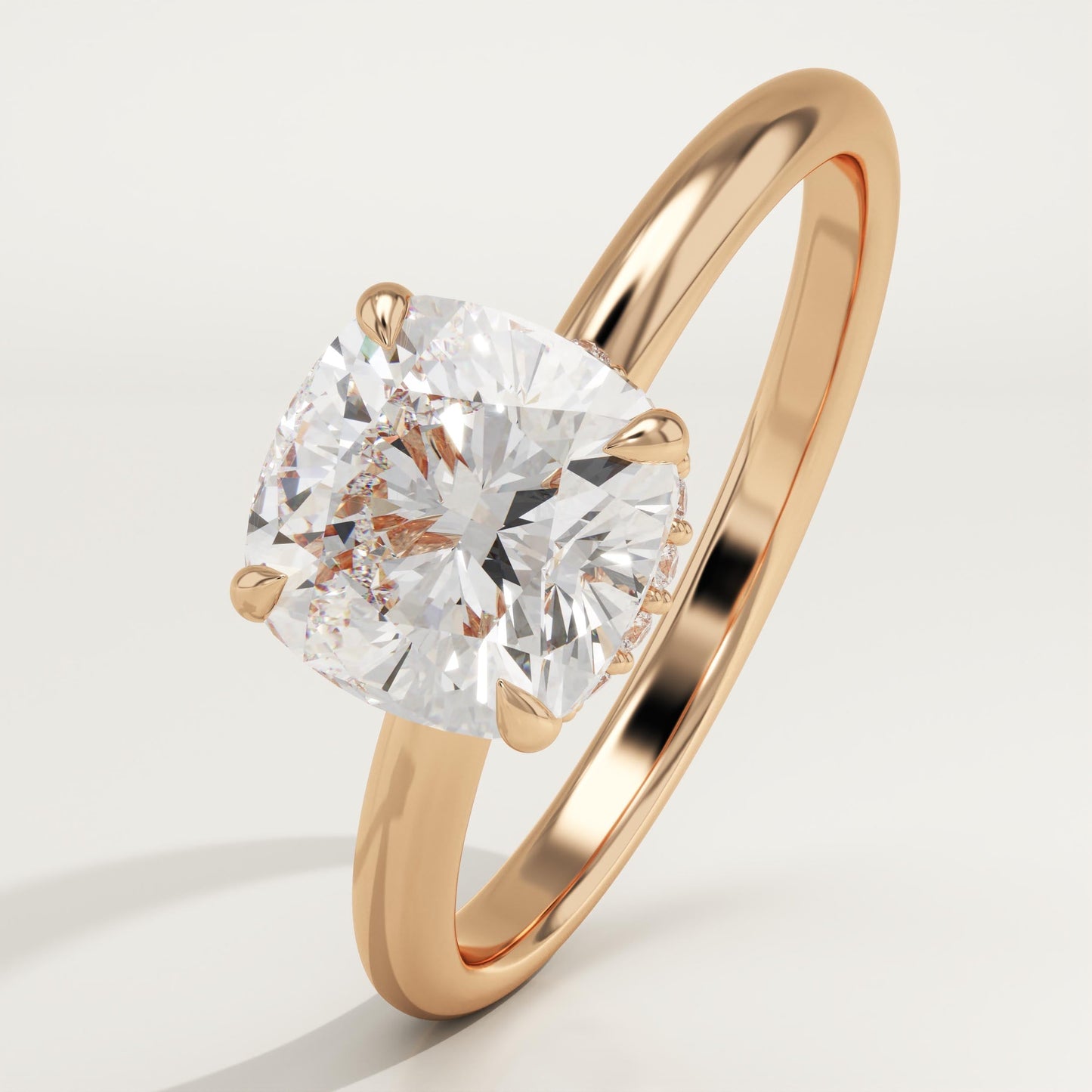 1.75 CT Cushion Cut Hidden Halo Moissanite Engagement Ring