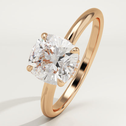 1.75 CT Cushion Cut Hidden Halo Moissanite Engagement Ring