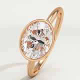 1.25 CT East West Oval Cut Bezel Lab-Grown Diamond Engagement Ring