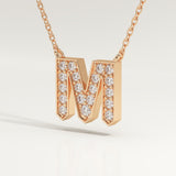 0.202 TCW Round Lab-Grown Diamond M Initial Necklace