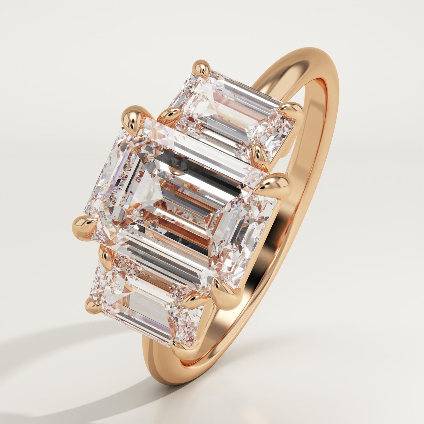 Emerald Cut Three Stone Lab-Grown Diamond Engagement Ring