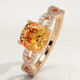 1.78 CT Cushion Cut Pave November-Citrine Birthstone Engagement Ring