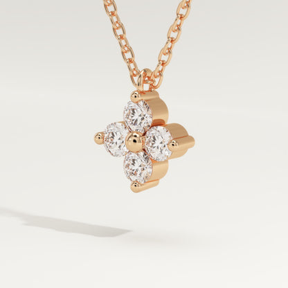 0.16 TCW Round Lab-Grown Diamond Flower Charm Necklace