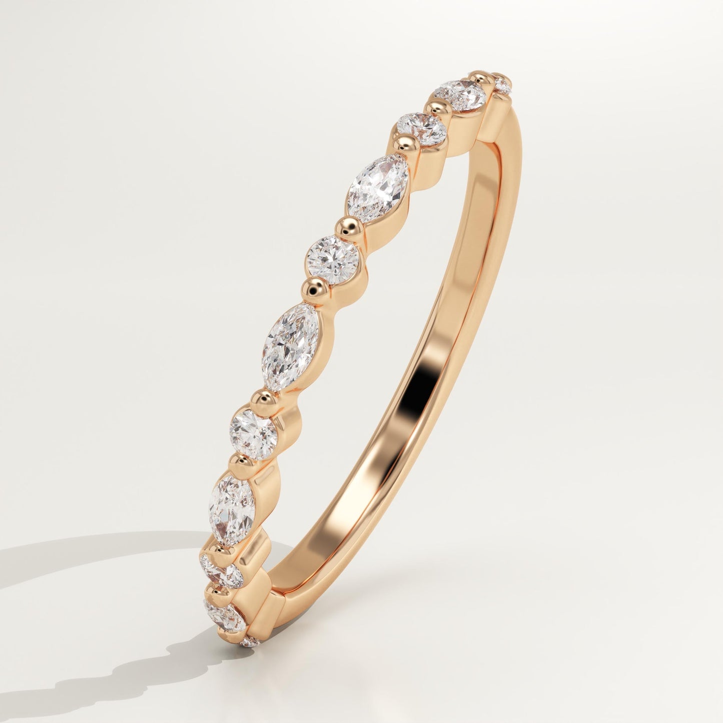 0.32 TCW Round & Marquise Lab-Grown Diamond Half Eternity Wedding Band