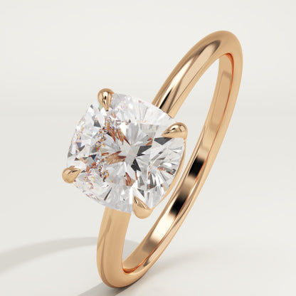 Cushion Cut Solitaire Lab-Grown Diamond Engagement Ring